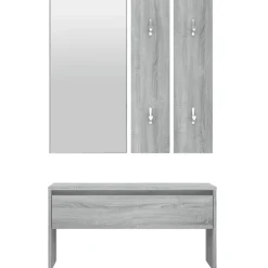 vidaXL Bancos-Set de muebles de recibidor madera contrachapada