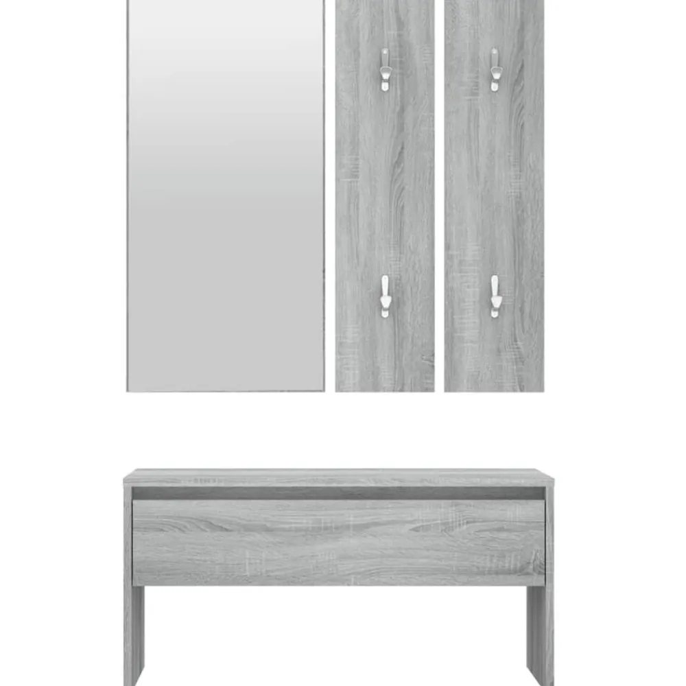 vidaXL Bancos-Set de muebles de recibidor madera contrachapada