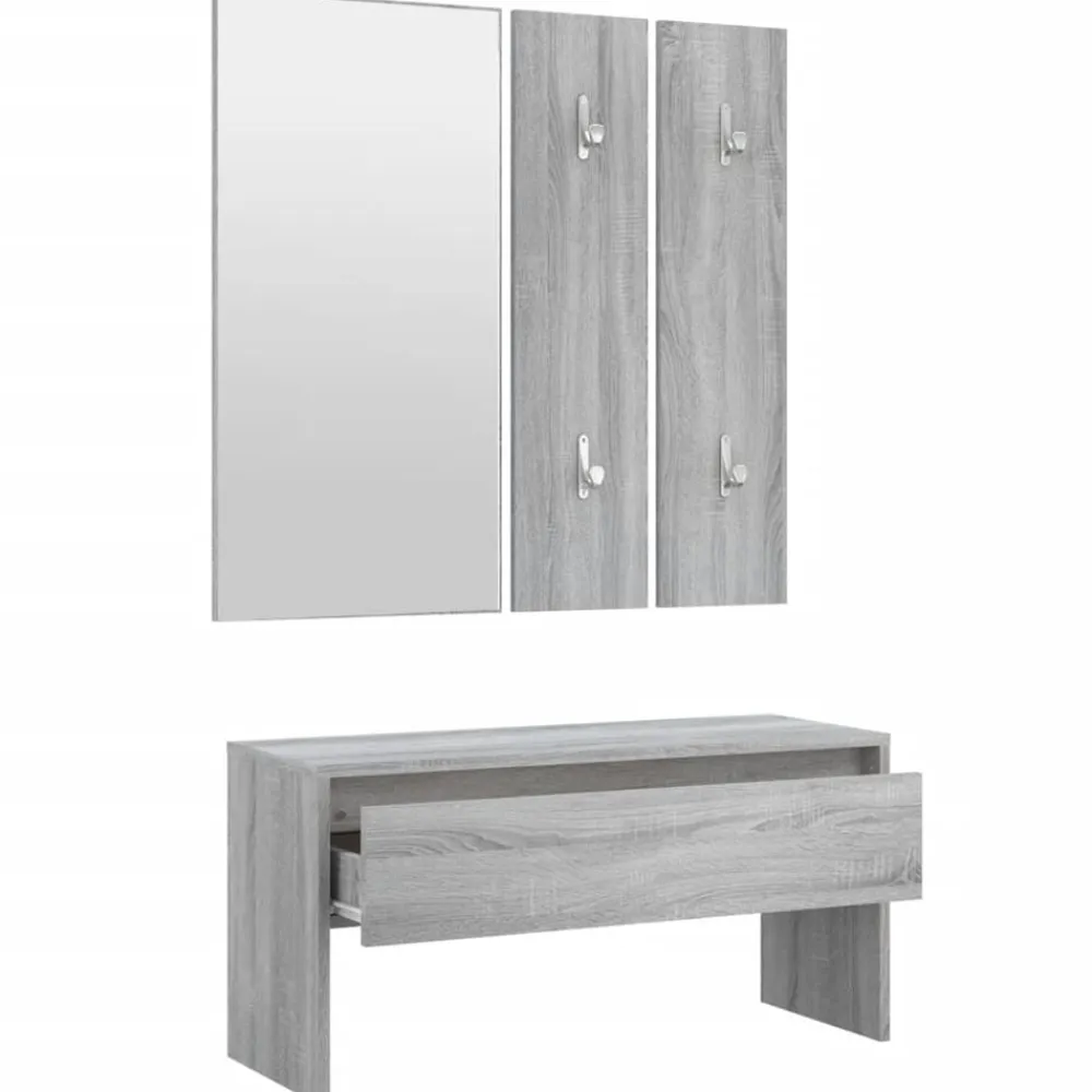 vidaXL Bancos-Set de muebles de recibidor madera contrachapada