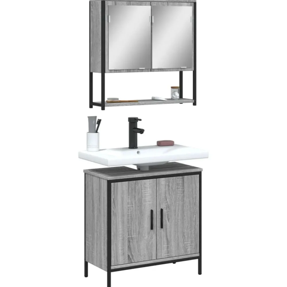 vidaXL Conjuntos De Muebles-Set de muebles de baño 2 pzas madera contrachapada