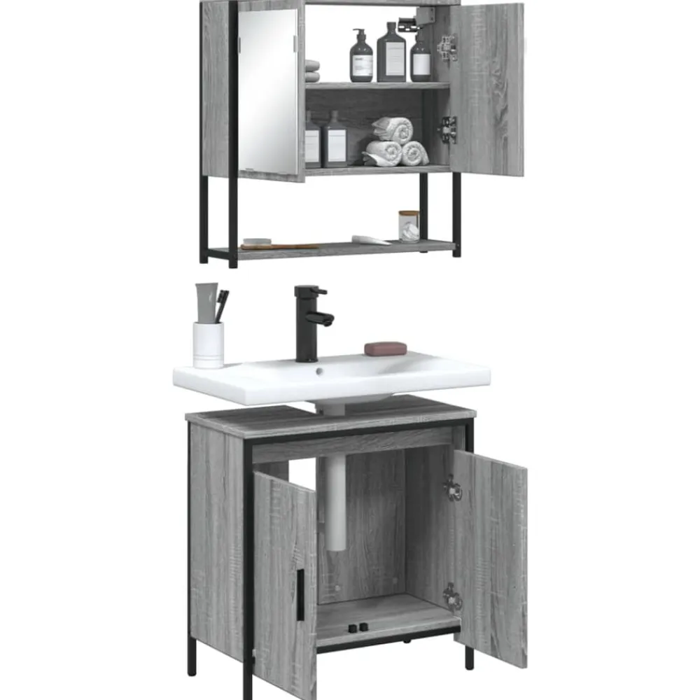 vidaXL Conjuntos De Muebles-Set de muebles de baño 2 pzas madera contrachapada
