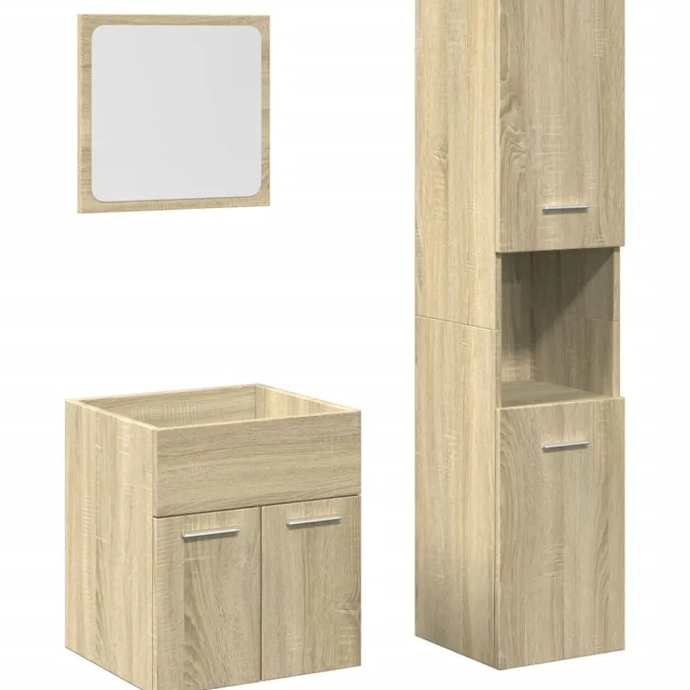 vidaXL Conjuntos De Muebles-Set de muebles de baño 3 pzas madera contrachapada