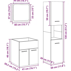 vidaXL Conjuntos De Muebles-Set de muebles de baño 3 pzas madera contrachapada