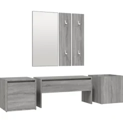 vidaXL Bancos-Set de muebles de recibidor madera contrachapada