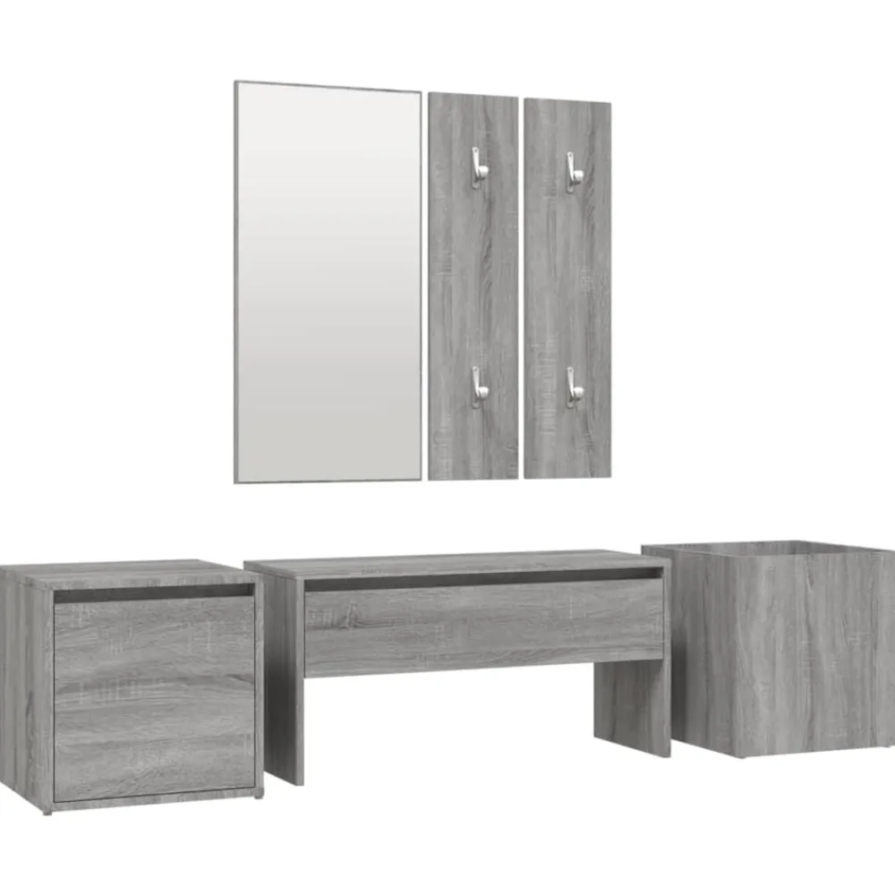 vidaXL Bancos-Set de muebles de recibidor madera contrachapada