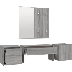 vidaXL Bancos-Set de muebles de recibidor madera contrachapada