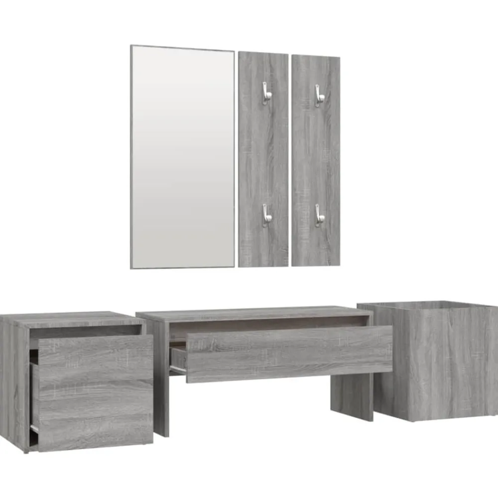 vidaXL Bancos-Set de muebles de recibidor madera contrachapada