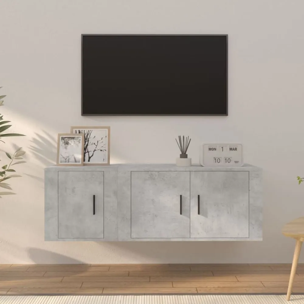 vidaXL Muebles Tv-Set de muebles de TV 2 pzas madera contrachapada gris hormigón
