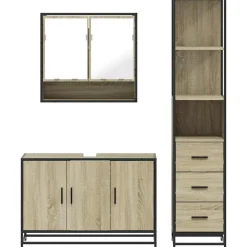 vidaXL Set de muebles de baño 3 pzas madera contrachapada Roble Sonoma Best