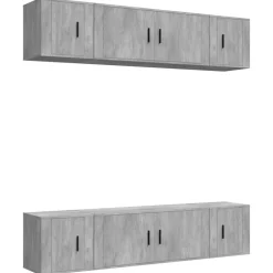vidaXL Set de muebles de TV 6 pzas madera contrachapada gris hormigón Gris hormigón Clearance