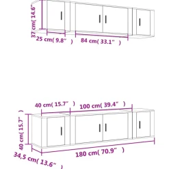 vidaXL Set de muebles de TV 6 pzas madera contrachapada gris hormigón Gris hormig&oacute;n Clearance