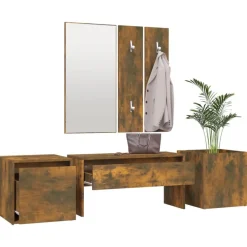 vidaXL Set de muebles de recibidor madera contrachapada Roble ahumado Clearance