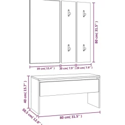 vidaXL Set de muebles de recibidor madera contrachapada Roble ahumado Clearance