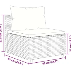 vidaXL Muebles De Jardín-Set de muebles de jardín y cojines 7 pzas ratán sintético