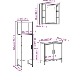 vidaXL Conjuntos De Muebles-Set de muebles de baño 3 pzas madera contrachapada