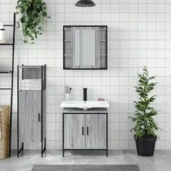 vidaXL Conjuntos De Muebles-Set de muebles de baño 3 pzas madera contrachapada
