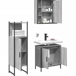 vidaXL Conjuntos De Muebles-Set de muebles de baño 3 pzas madera contrachapada