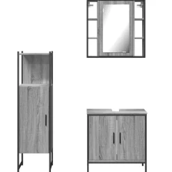 vidaXL Conjuntos De Muebles-Set de muebles de baño 3 pzas madera contrachapada