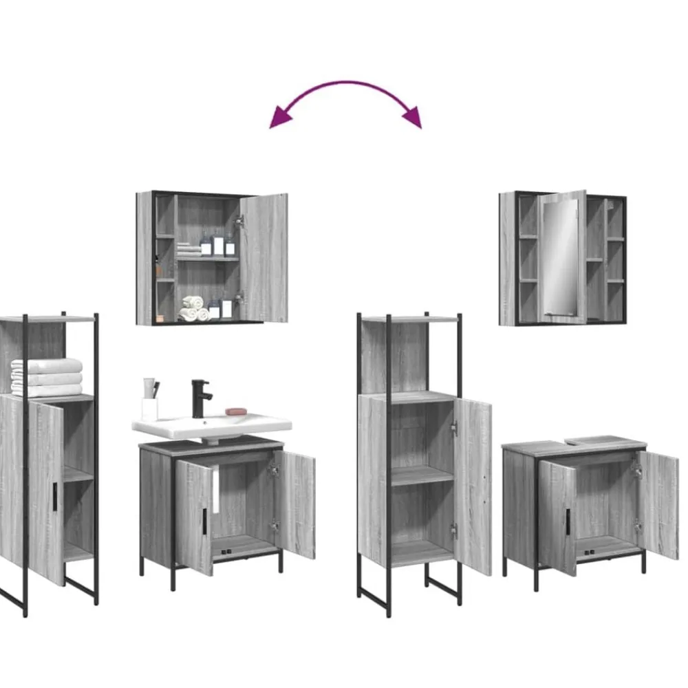 vidaXL Conjuntos De Muebles-Set de muebles de baño 3 pzas madera contrachapada