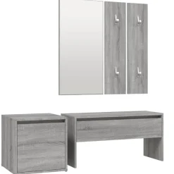 vidaXL Set de muebles de recibidor madera contrachapada Gris sonoma Outlet