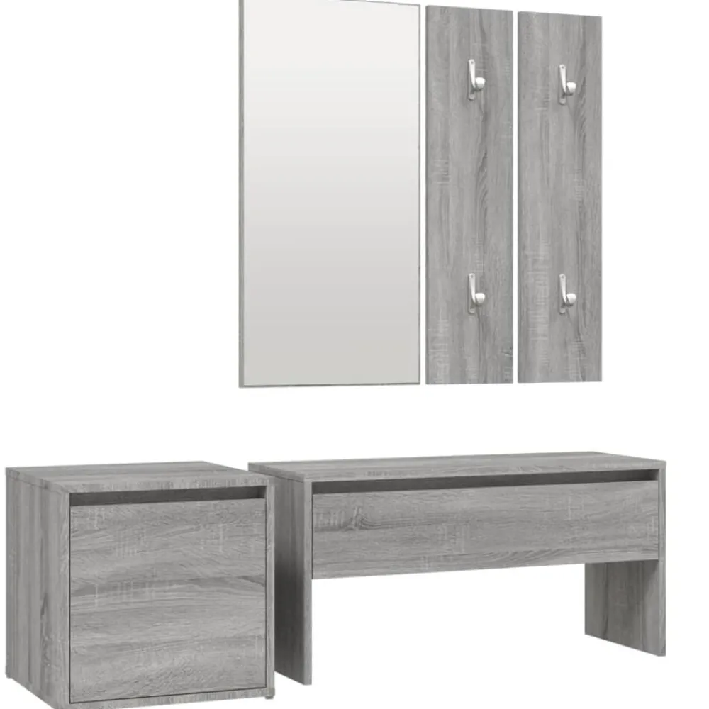 vidaXL Set de muebles de recibidor madera contrachapada Gris sonoma Outlet