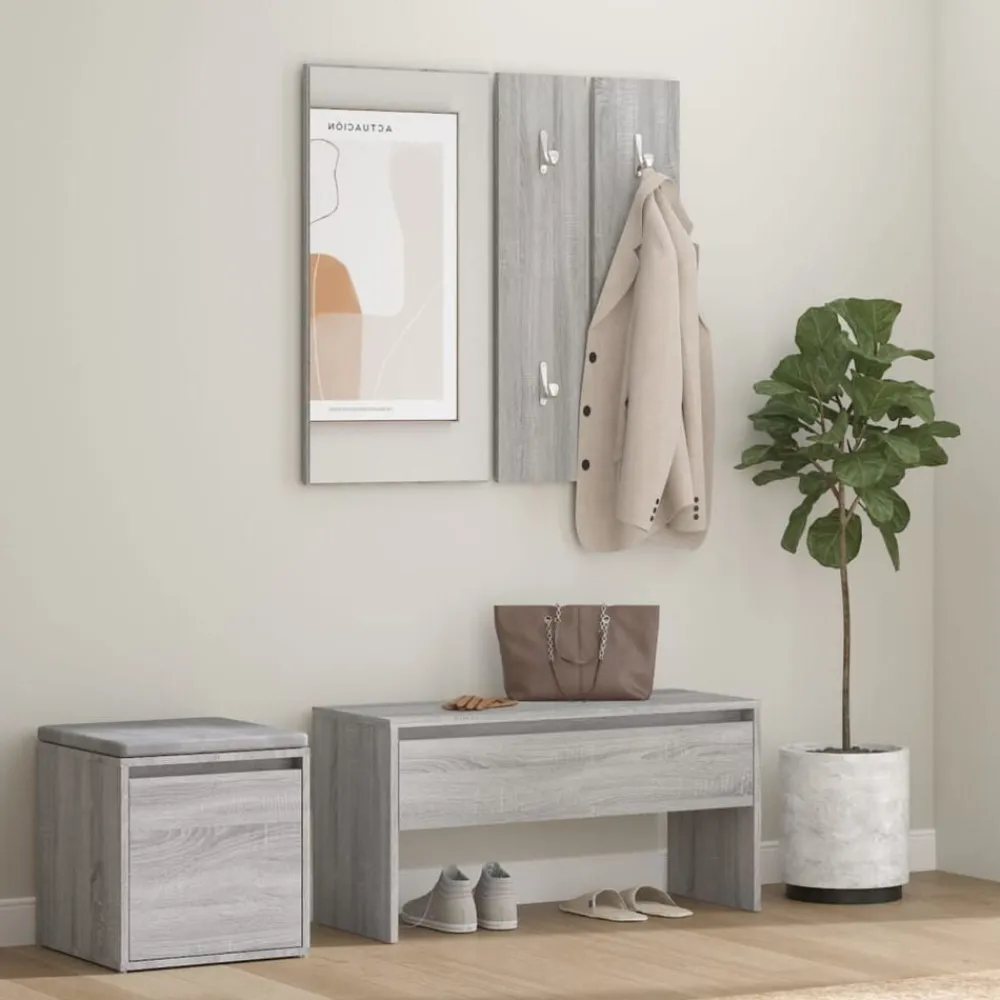 vidaXL Set de muebles de recibidor madera contrachapada Gris sonoma Outlet