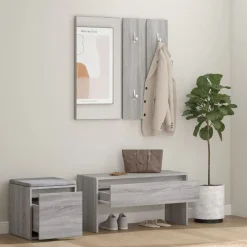 vidaXL Set de muebles de recibidor madera contrachapada Gris sonoma Outlet