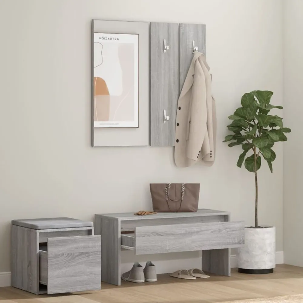 vidaXL Set de muebles de recibidor madera contrachapada Gris sonoma Outlet
