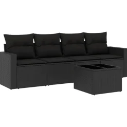 vidaXL Muebles De Jardín-Set de muebles de jardín 5 pzas y cojines ratán sintético
