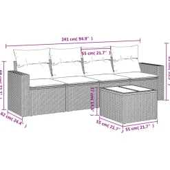 vidaXL Muebles De Jardín-Set de muebles de jardín 5 pzas y cojines ratán sintético