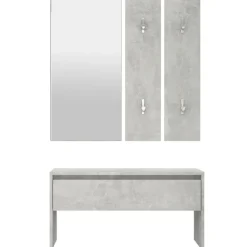 vidaXL Set de muebles de recibidor madera contrachapada gris hormigón Gris hormig&oacute;n Hot