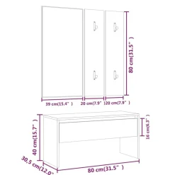 vidaXL Set de muebles de recibidor madera contrachapada gris hormigón Gris hormig&oacute;n Hot