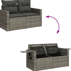 vidaXL Set de muebles de jardín 6 pzas y cojines ratán sintético Gris Best