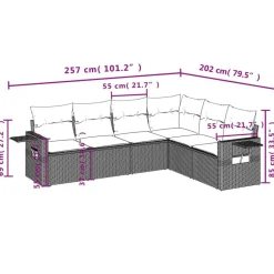 vidaXL Set de muebles de jardín 6 pzas y cojines ratán sintético Gris Best