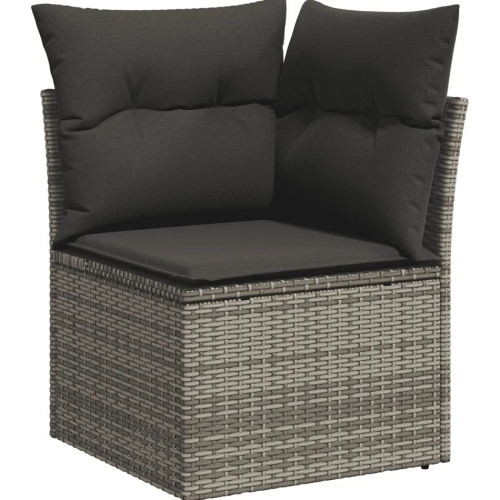 vidaXL Set de muebles de jardín 6 pzas y cojines ratán sintético Gris Best