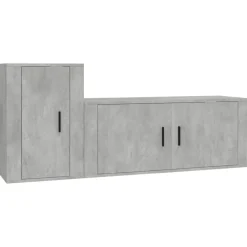 vidaXL Set de muebles de TV 2 pzas madera contrachapada gris hormigón Gris hormigón Hot