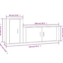 vidaXL Set de muebles de TV 2 pzas madera contrachapada gris hormigón Gris hormig&oacute;n Hot
