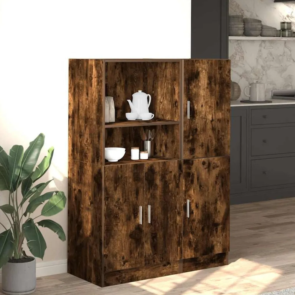 vidaXL Set de muebles de cocina 2 pzas madera ingeniería Roble ahumado Best