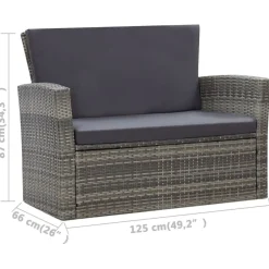 vidaXL Muebles De Jardín-Set de muebles de jardín 4 pzas y cojines ratán sintético