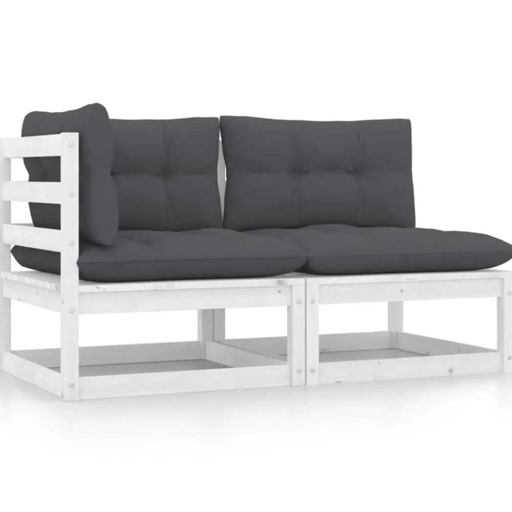 vidaXL Muebles De Jardín-Set de muebles de jardín 2 pzas con cojines madera pino