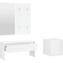 vidaXL Set de muebles de recibidor madera contrachapada blanco brillo Blanco brillante New