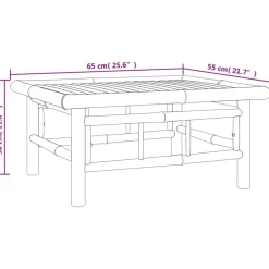 vidaXL Set de muebles de jardín 7 piezas bambú y cojines blanco crema Clearance