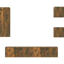 vidaXL Set de muebles de TV 5 pzas madera contrachapada Roble ahumado New
