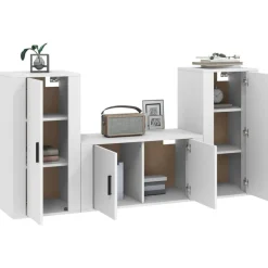 vidaXL Set de muebles de TV 3 piezas madera contrachapada Blanco Outlet