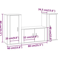 vidaXL Set de muebles de TV 3 piezas madera contrachapada Blanco Outlet