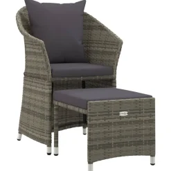vidaXL Set de muebles de jardín 2 pzas cojines ratán sintético Gris