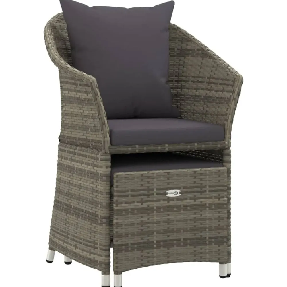 vidaXL Set de muebles de jardín 2 pzas cojines ratán sintético Gris