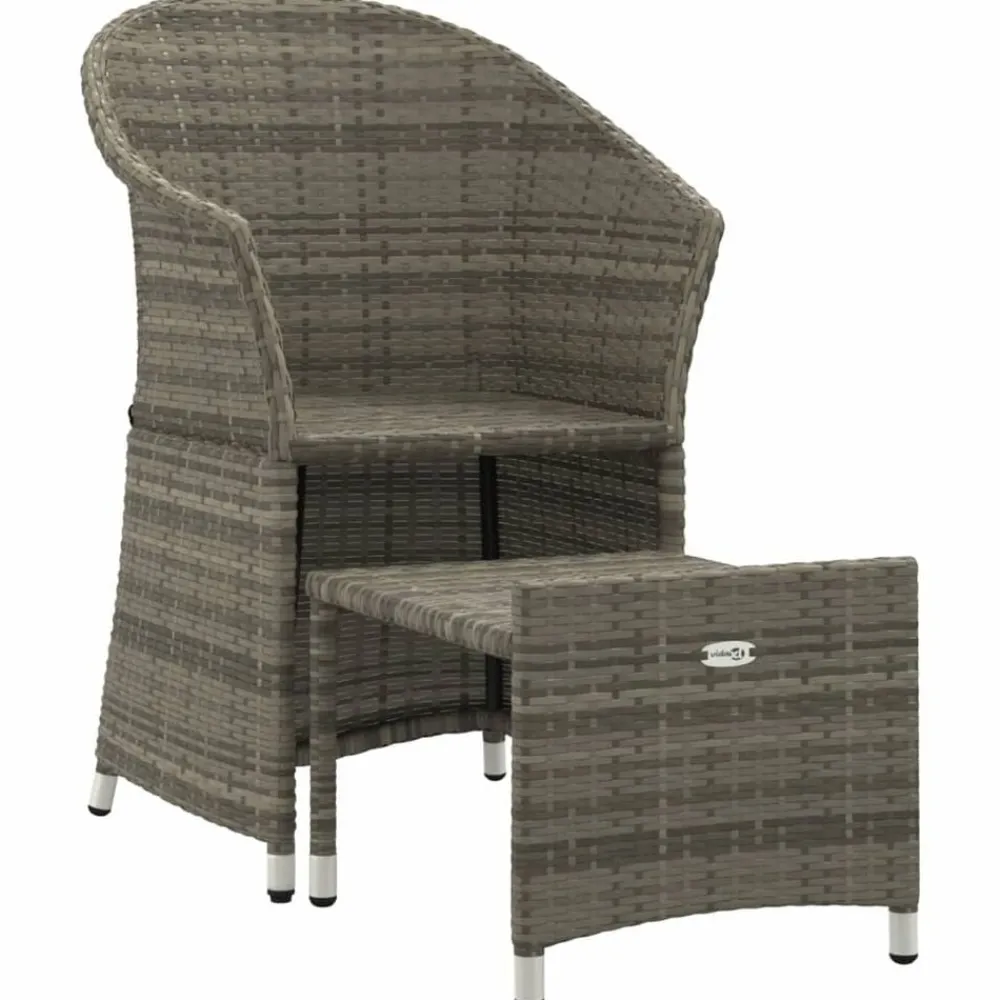 vidaXL Set de muebles de jardín 2 pzas cojines ratán sintético Gris