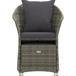 vidaXL Set de muebles de jardín 2 pzas cojines ratán sintético Gris