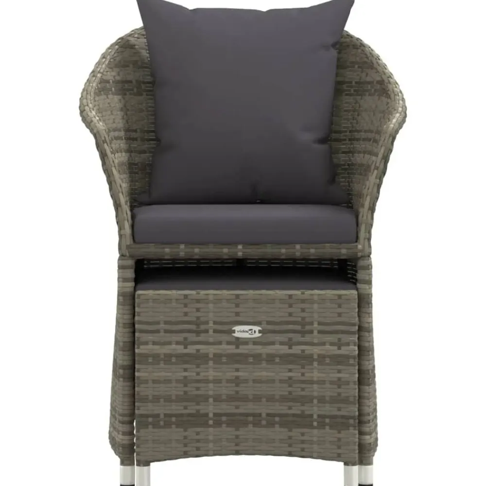vidaXL Set de muebles de jardín 2 pzas cojines ratán sintético Gris